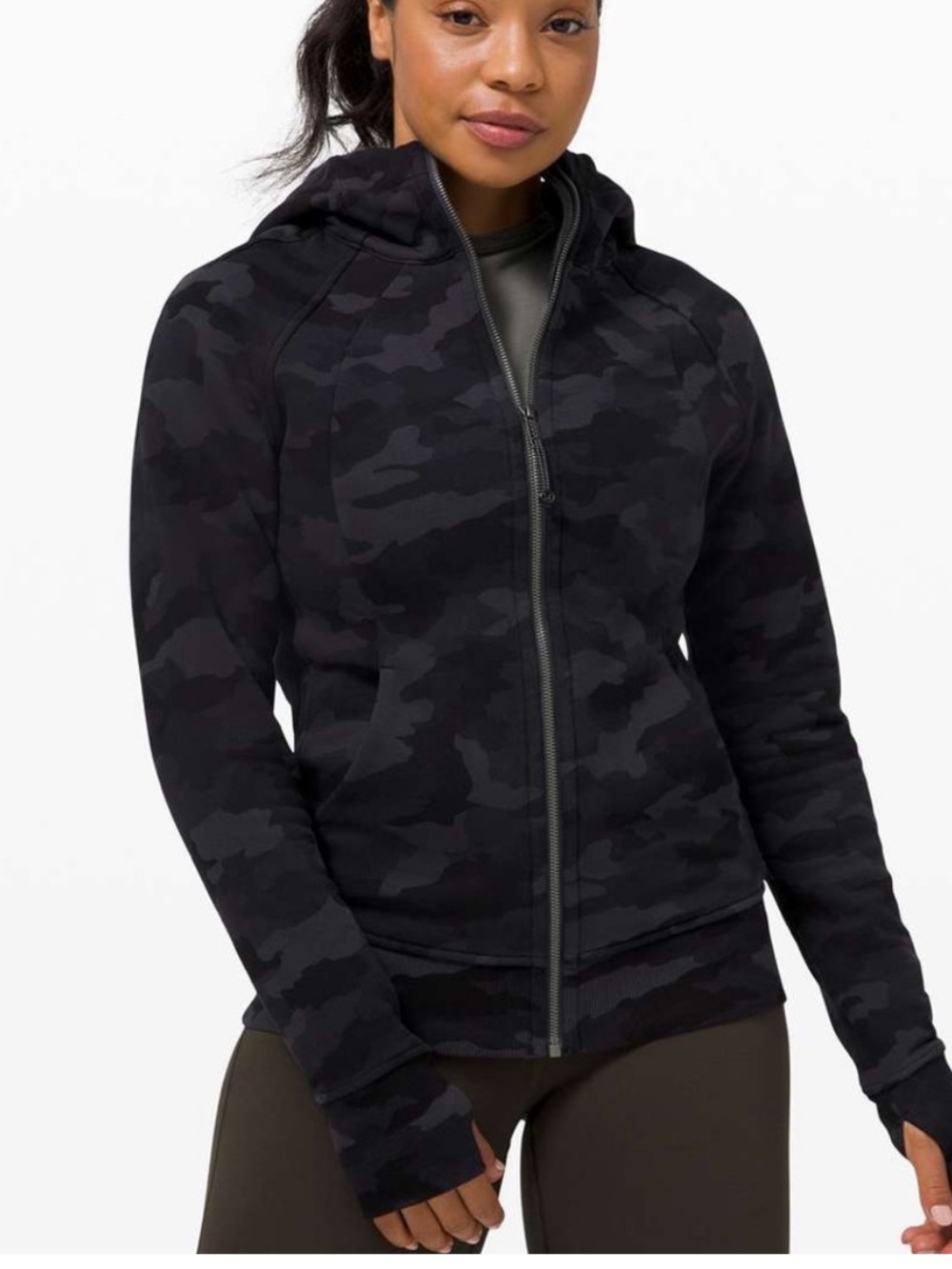 Lululemon Heritage Camo Scuba Zip Hoodie Size 10